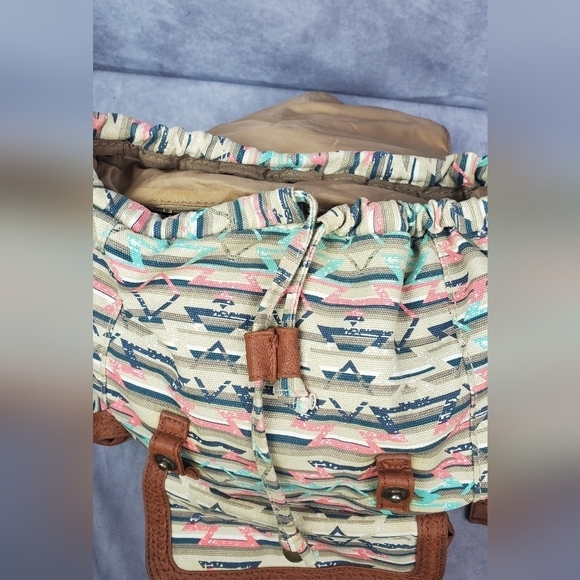 Olsenboye Tribal-Print Cotton ornamented School office College Backpack - Picture 6 of 16